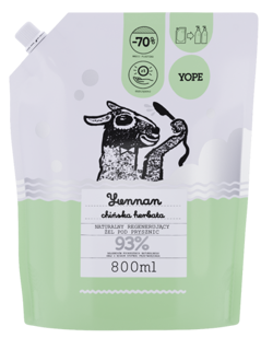 Yope - Natural Regenerating Shower Gel YUNNAN CHINESE TEA (REFILL) 800ml 5900168906945