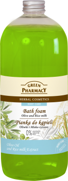 Green Pharmacy - Pianka do kąpieli OLIWKI & MLEKO RYŻOWE 1000 ml 5904567051305