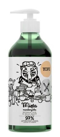 Yope - Naturalny płyn do MYCIA NACZYŃ MIĘTA I MANDARYNKA 97% składników pochodzenia naturalnego 750ml 5906874565285